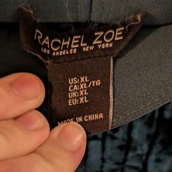 Rachel Zoe Size XL dark green velvet pants - Picture 2 of 3